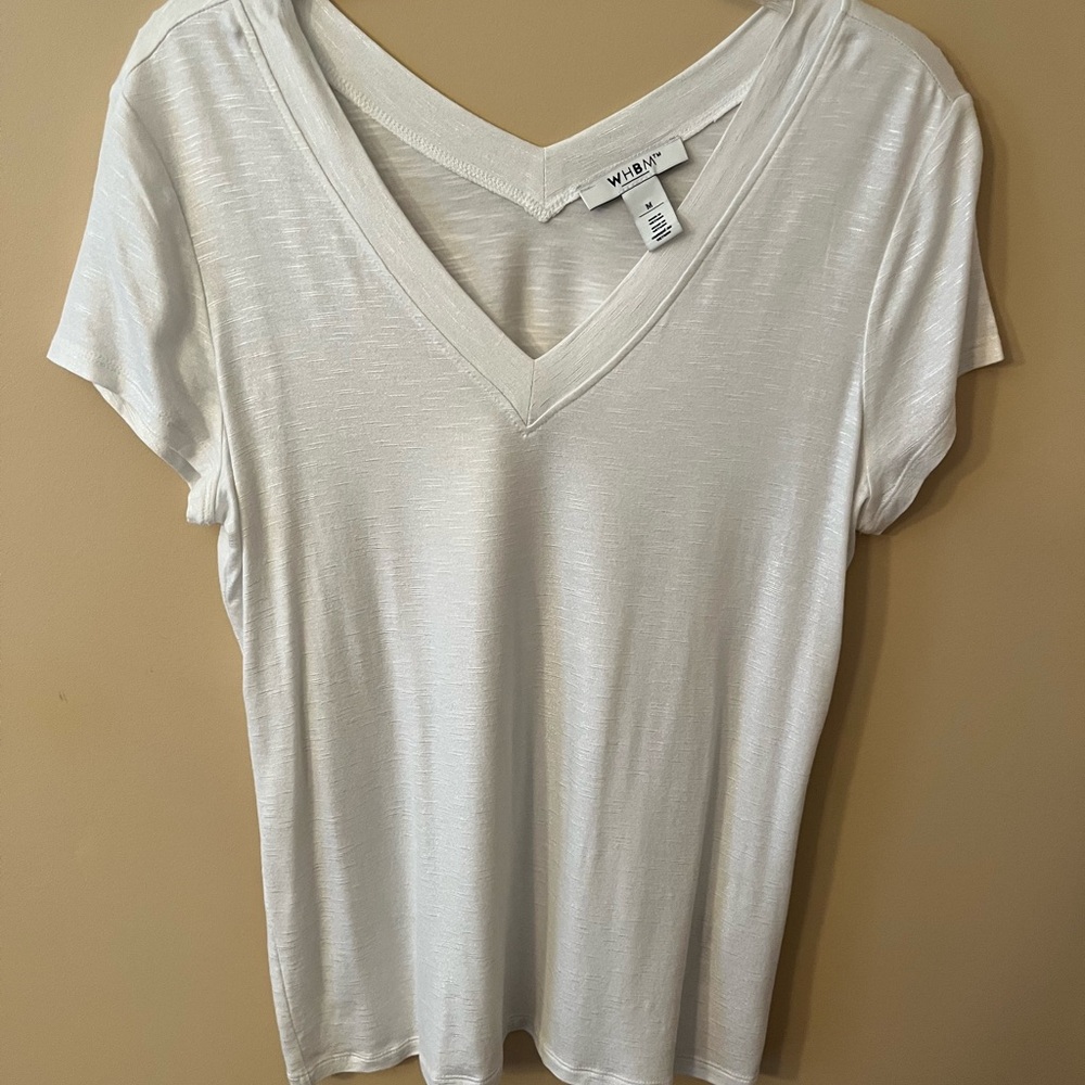 White House Black Market White Women's V-Neck Top